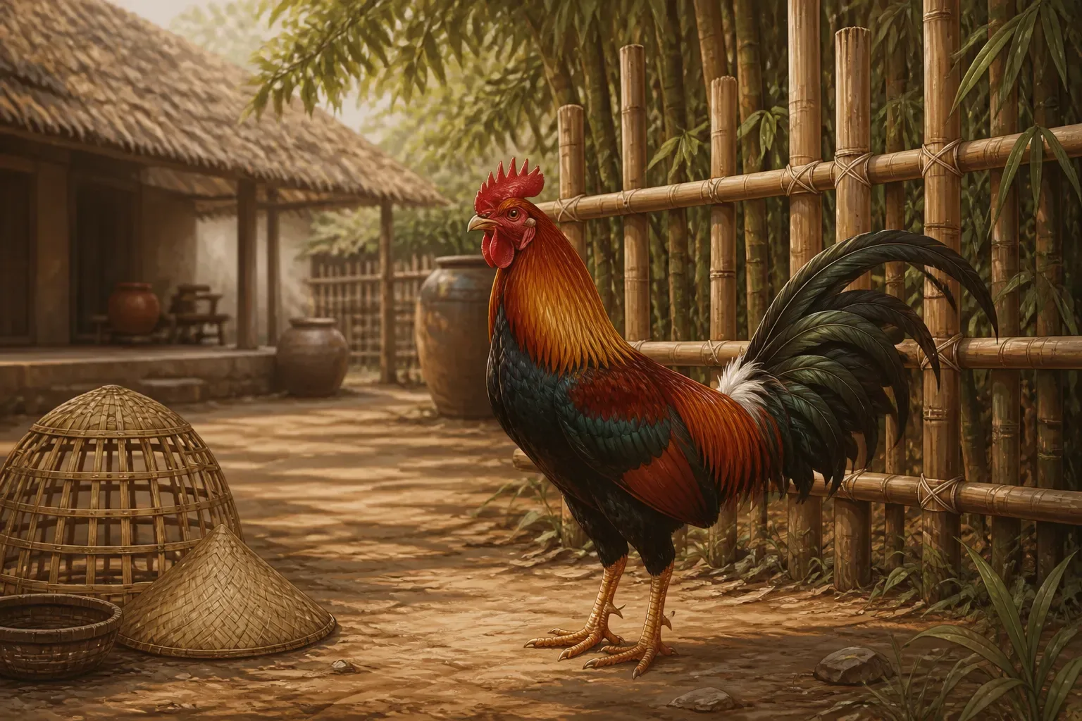 Minh họa trực quan về Gà nòi trong tư liệu địa phương có thể mang nhiều ý nghĩa